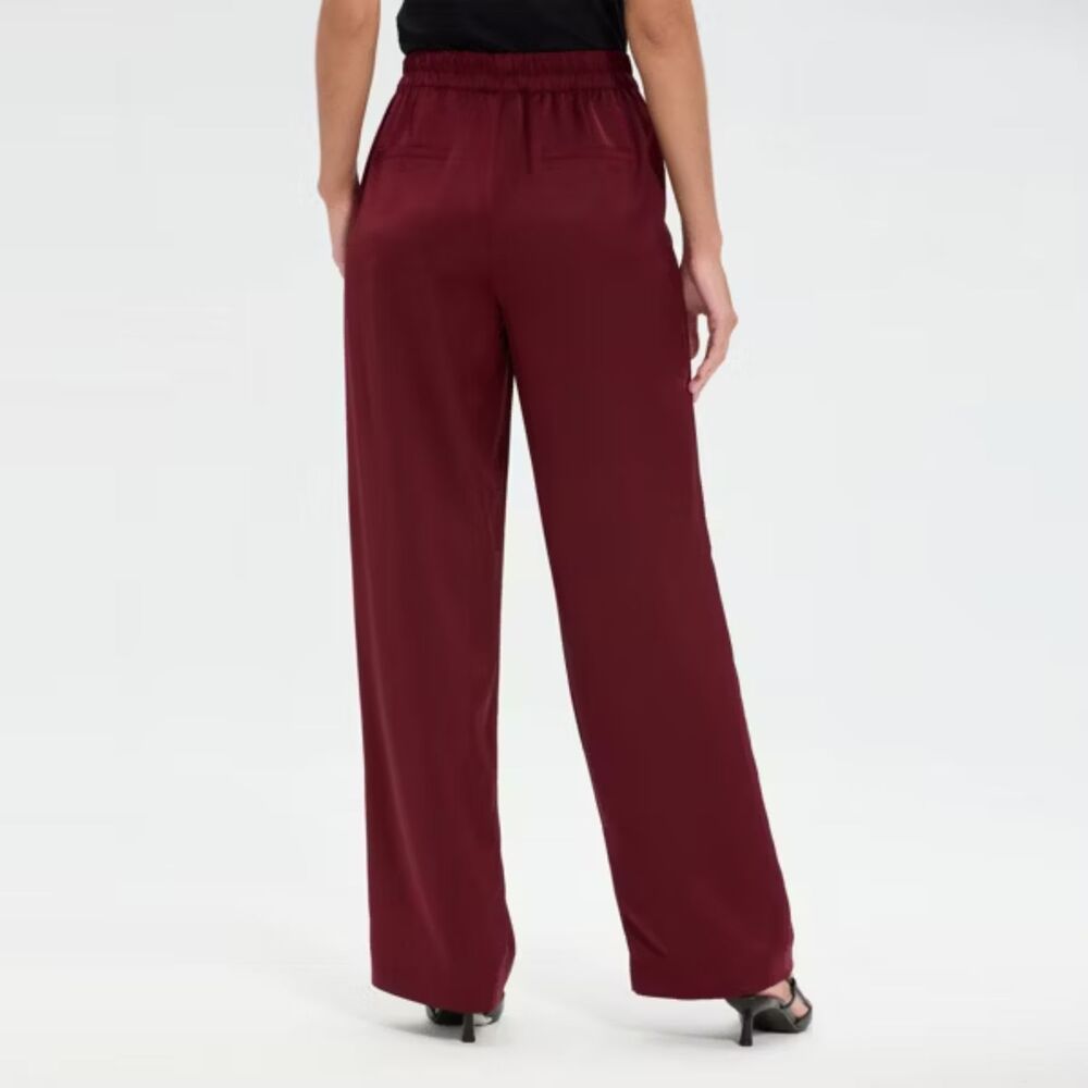 A New Day Women's High-Rise Wide Leg Trousers Burgundy Size M